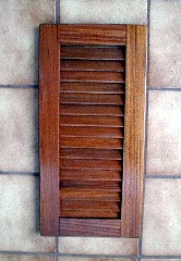 Newly constructed louvered door (galley)