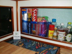 Vinyl Storage bags pressed into service in the galley 